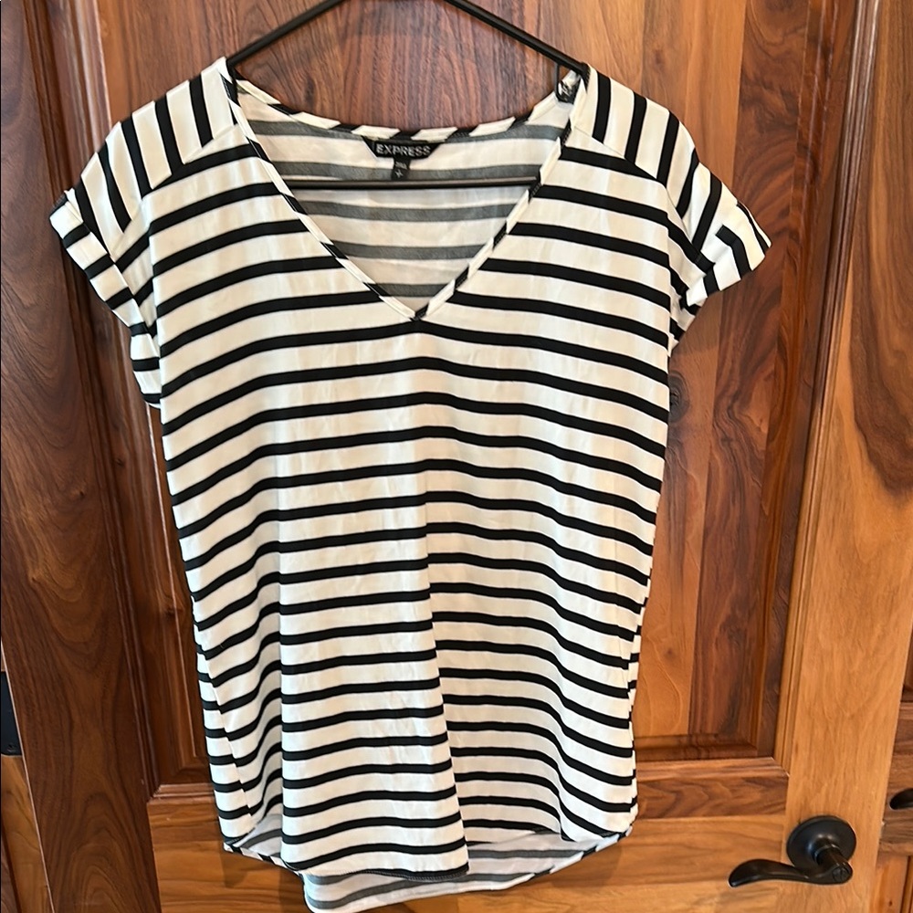Express Black and White Striped Women's Top